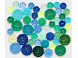 Guziki plastikowe - niebieskie zielone limonkowe