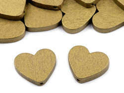 Koraliki drewniane serca złote