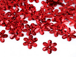 cekiny kwiatki 15mm czerwone hologram