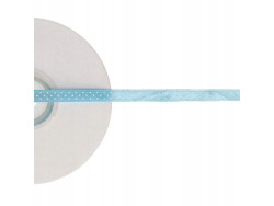 Wstążka satynowa błękitna w białe kropki 6mm