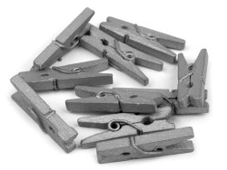 Drewniane klamerki mini, spinacze - 2szt, srebrne